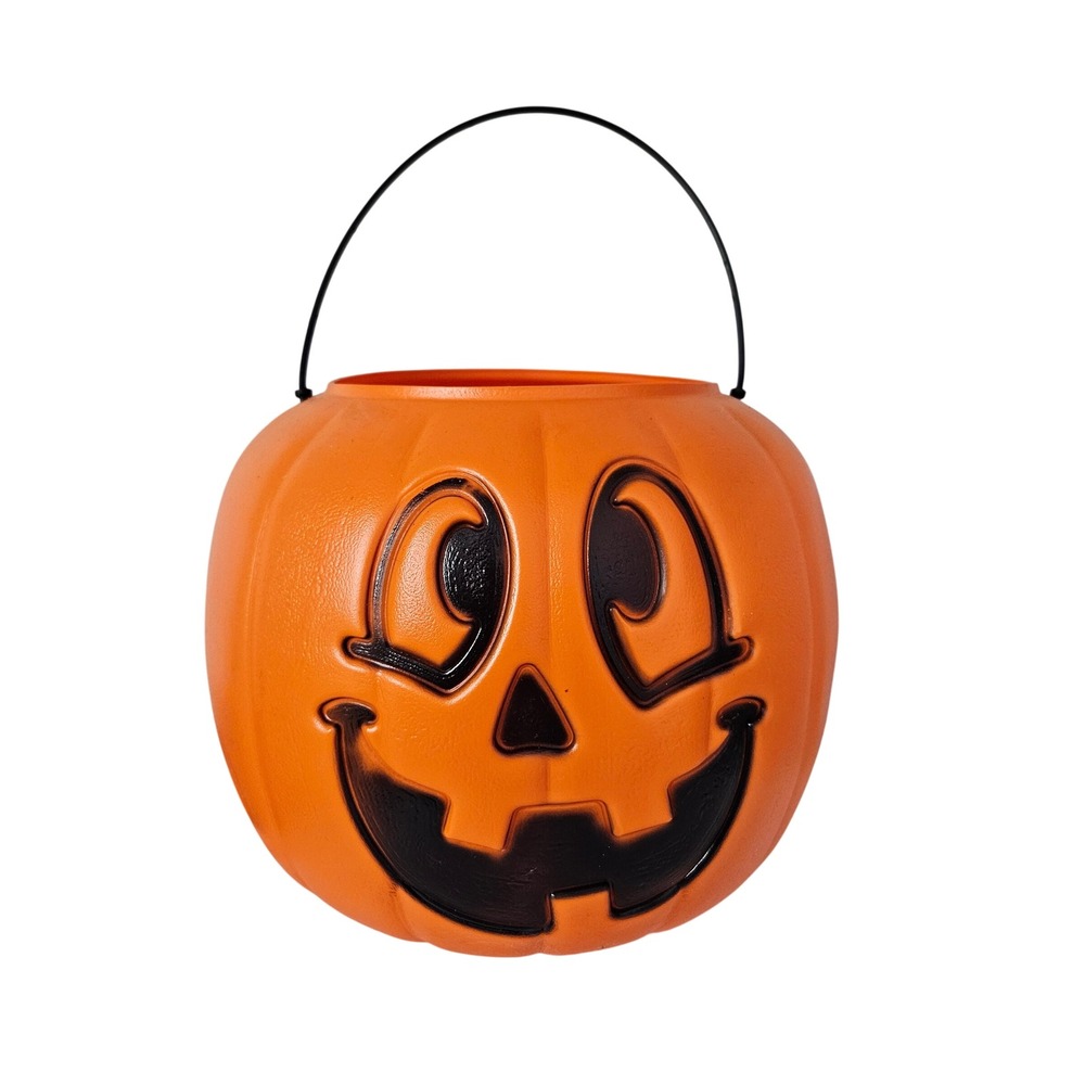 General Foam Plastics Vintage Pumpkin Pail Orange Jack O Lantern Bucket